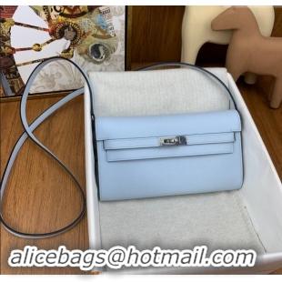 Well Crafted Hermes Kelly To Go Wallet Bag in Original Epsom Leather H0801 Grail Blue/Silver 2024 (Full Handmade)