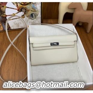 Promotional Hermes Kelly To Go Wallet Bag in Original Epsom Leather H0801 Milk Shake White/Silver 2024 (Full Handmade)