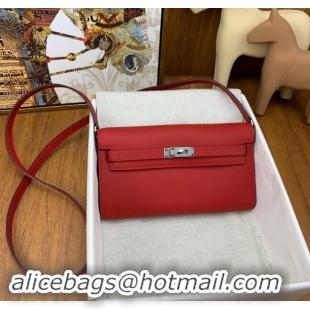 Market Sells Hermes Kelly To Go Wallet Bag in Original Epsom Leather H0801 Q5 National Flag Red/Silver 2024 (Full Handma