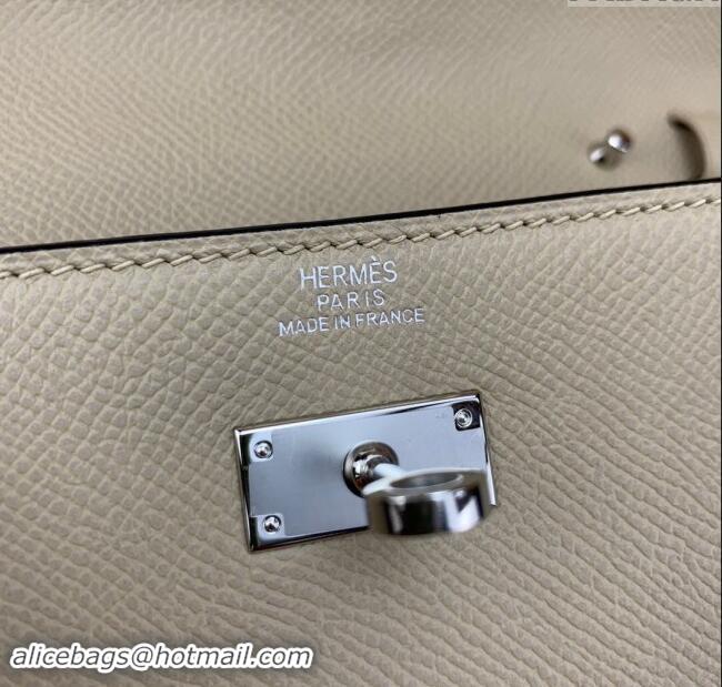 Top Grade Hermes Kelly To Go Wallet Bag in Original Epsom Leather H0801 S2 Trench Coat Grey/Silver 2024 (Full Handmade)