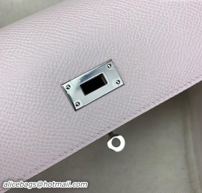 Popular Style Hermes Kelly To Go Wallet Bag in Original Epsom Leather H0801 09 Dreamy Purple/Silver 2024 (Full Handmade)