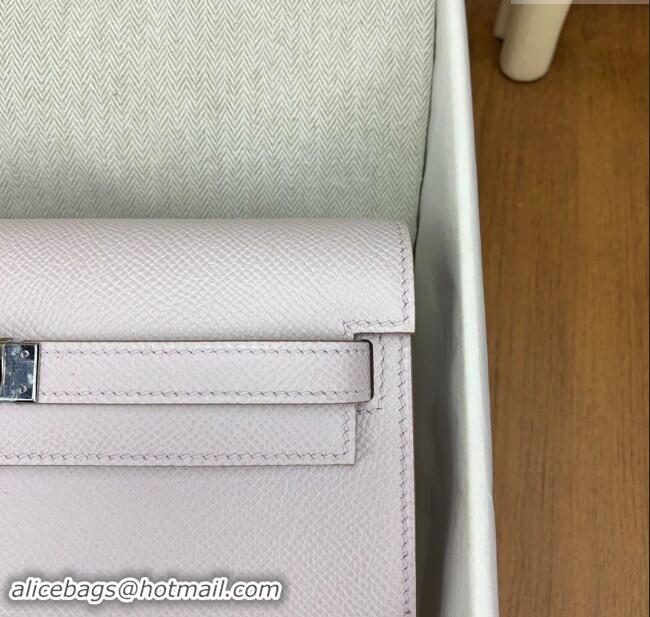 Popular Style Hermes Kelly To Go Wallet Bag in Original Epsom Leather H0801 09 Dreamy Purple/Silver 2024 (Full Handmade)