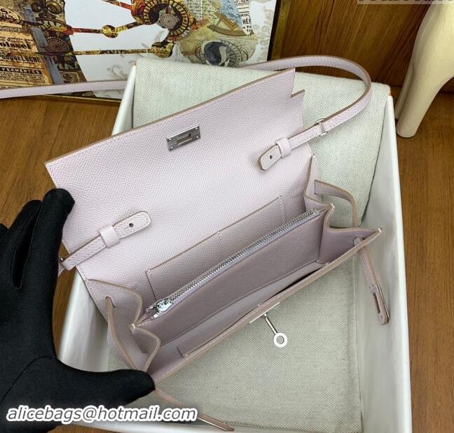 Popular Style Hermes Kelly To Go Wallet Bag in Original Epsom Leather H0801 09 Dreamy Purple/Silver 2024 (Full Handmade)