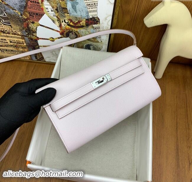 Popular Style Hermes Kelly To Go Wallet Bag in Original Epsom Leather H0801 09 Dreamy Purple/Silver 2024 (Full Handmade)