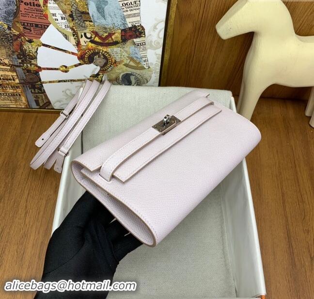 Popular Style Hermes Kelly To Go Wallet Bag in Original Epsom Leather H0801 09 Dreamy Purple/Silver 2024 (Full Handmade)