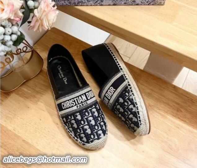 Good Product Dior Espadrilles Flat in Oblique Embroidered Fabric Blue 930038