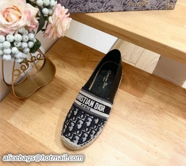 Good Product Dior Espadrilles Flat in Oblique Embroidered Fabric Blue 930038