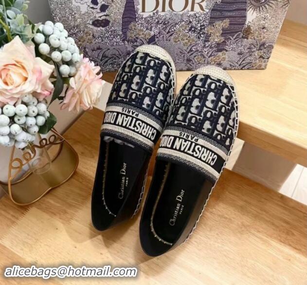 Good Product Dior Espadrilles Flat in Oblique Embroidered Fabric Blue 930038