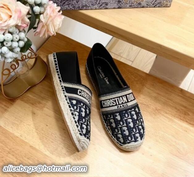 Good Product Dior Espadrilles Flat in Oblique Embroidered Fabric Blue 930038