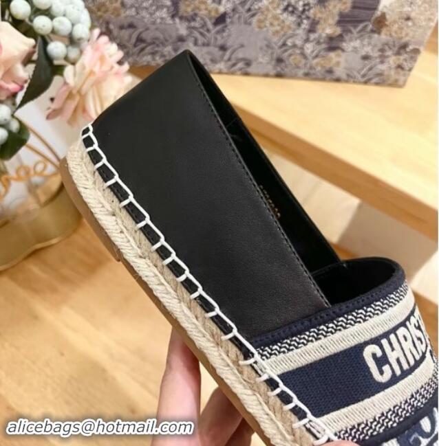 Good Product Dior Espadrilles Flat in Oblique Embroidered Fabric Blue 930038