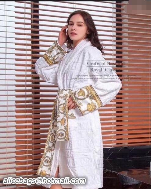 Good Taste Versace Baroque Cotton Bathrobe 0201 White/Gold 2024 TOP