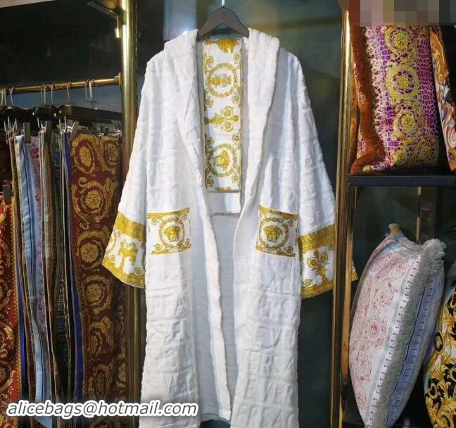 Good Taste Versace Baroque Cotton Bathrobe 0201 White/Gold 2024 TOP