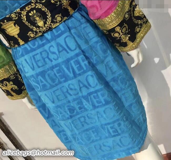 Well Crafted Versace Baroque Cotton Bathrobe 0201 Blue/Multicolor 2024 TOP