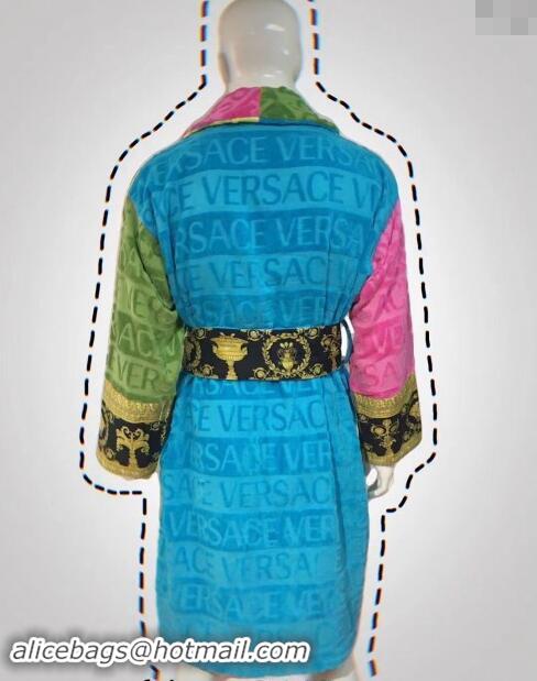 Well Crafted Versace Baroque Cotton Bathrobe 0201 Blue/Multicolor 2024 TOP