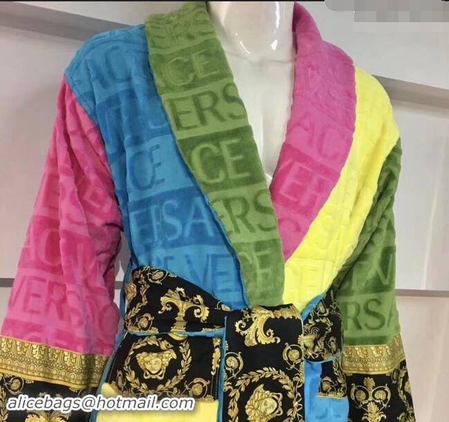 Well Crafted Versace Baroque Cotton Bathrobe 0201 Blue/Multicolor 2024 TOP