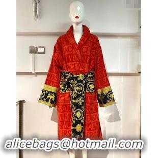 Well Crafted Versace Baroque Cotton Bathrobe 0201 Red 2024 TOP