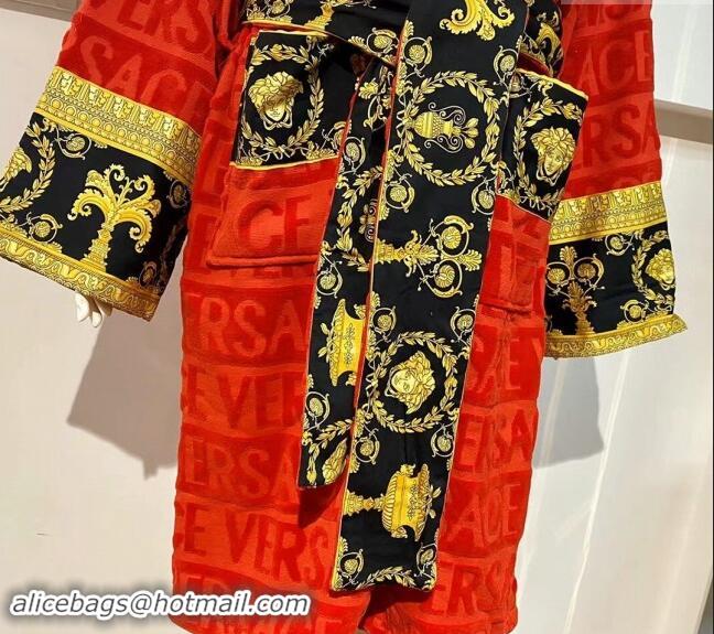 Well Crafted Versace Baroque Cotton Bathrobe 0201 Red 2024 TOP