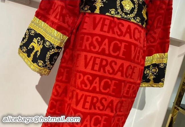 Well Crafted Versace Baroque Cotton Bathrobe 0201 Red 2024 TOP