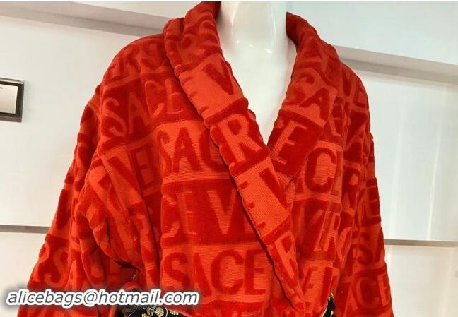 Well Crafted Versace Baroque Cotton Bathrobe 0201 Red 2024 TOP