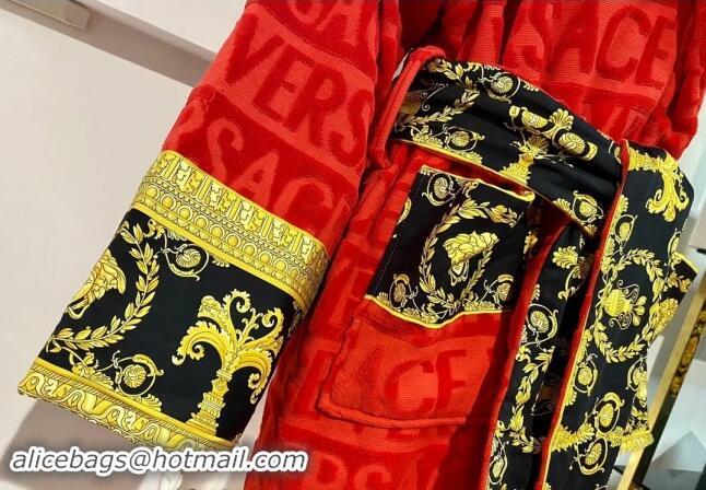 Well Crafted Versace Baroque Cotton Bathrobe 0201 Red 2024 TOP