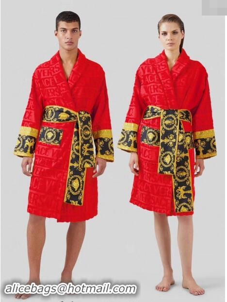 Well Crafted Versace Baroque Cotton Bathrobe 0201 Red 2024 TOP