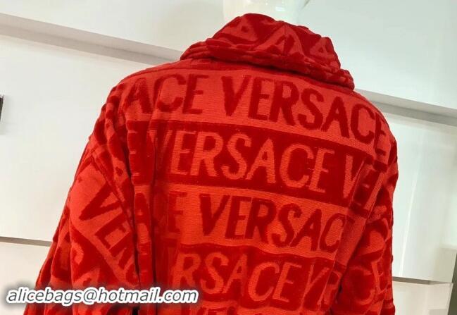 Well Crafted Versace Baroque Cotton Bathrobe 0201 Red 2024 TOP