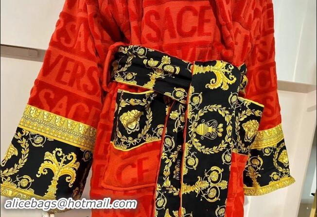 Well Crafted Versace Baroque Cotton Bathrobe 0201 Red 2024 TOP