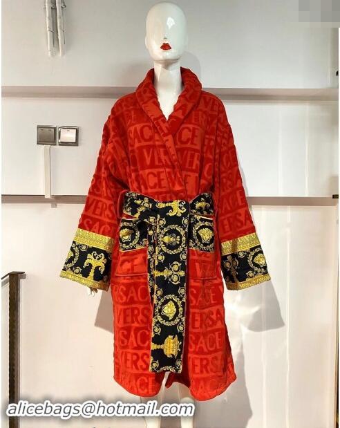 Well Crafted Versace Baroque Cotton Bathrobe 0201 Red 2024 TOP