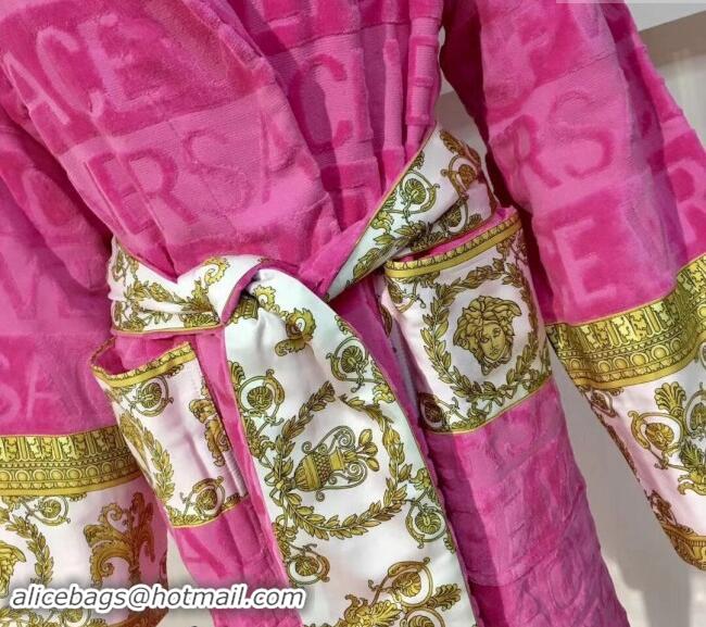 Top Quality Versace Baroque Cotton Bathrobe 0201 Pink 2024 TOP