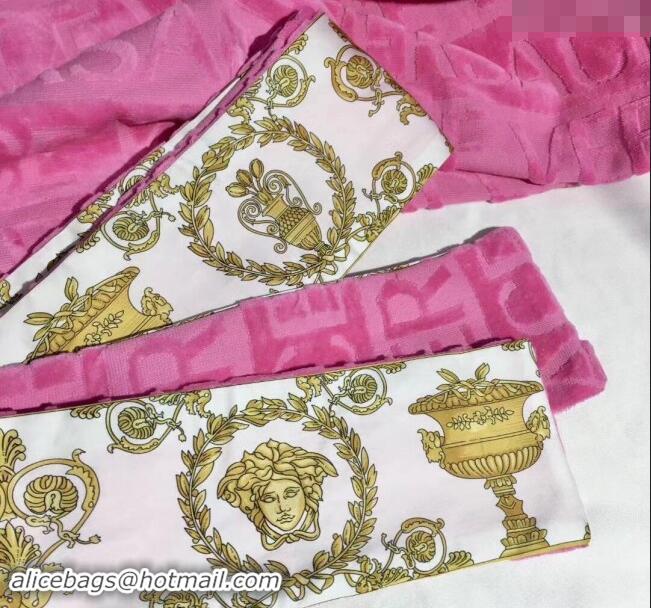 Top Quality Versace Baroque Cotton Bathrobe 0201 Pink 2024 TOP