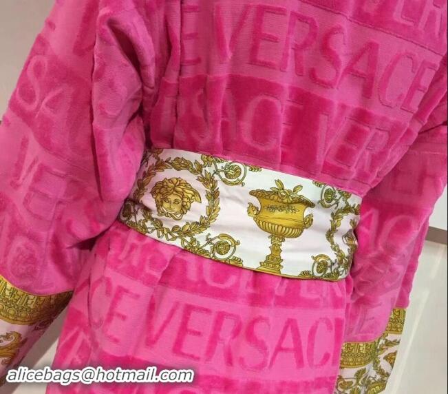 Top Quality Versace Baroque Cotton Bathrobe 0201 Pink 2024 TOP