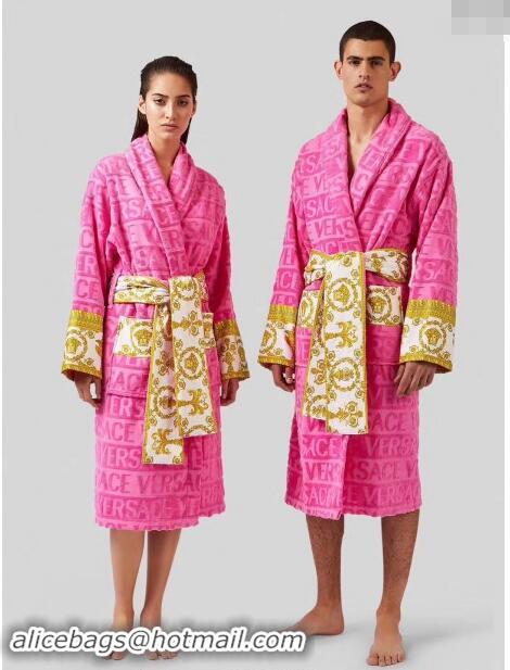 Top Quality Versace Baroque Cotton Bathrobe 0201 Pink 2024 TOP