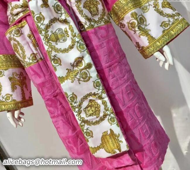 Top Quality Versace Baroque Cotton Bathrobe 0201 Pink 2024 TOP