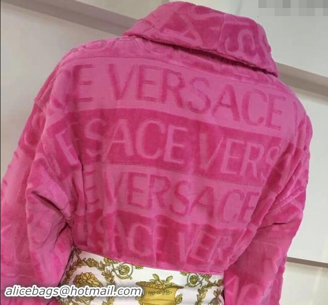 Top Quality Versace Baroque Cotton Bathrobe 0201 Pink 2024 TOP