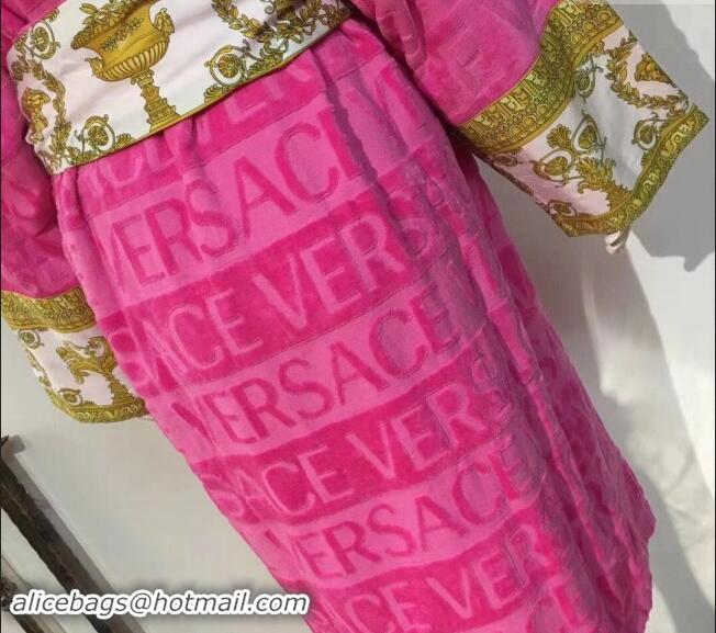 Top Quality Versace Baroque Cotton Bathrobe 0201 Pink 2024 TOP