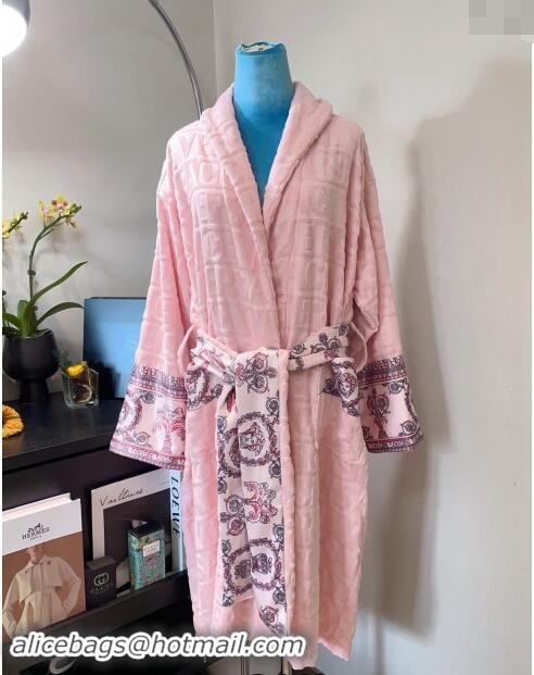 Top Design Versace Baroque Cotton Bathrobe 0201 Light Pink 2024 TOP