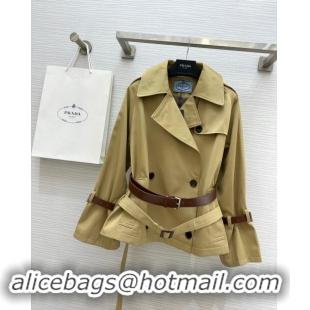 Well Crafted Prada Short Trench Coat with Belt P91911 Khaki 2024