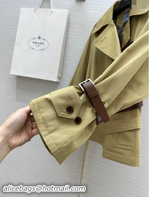 Well Crafted Prada Short Trench Coat with Belt P91911 Khaki 2024