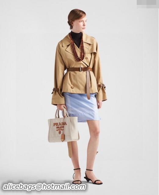 Well Crafted Prada Short Trench Coat with Belt P91911 Khaki 2024