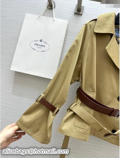 Well Crafted Prada Short Trench Coat with Belt P91911 Khaki 2024