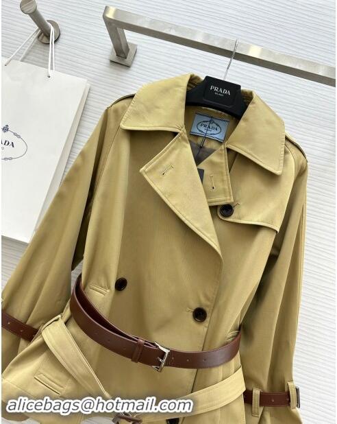 Well Crafted Prada Short Trench Coat with Belt P91911 Khaki 2024