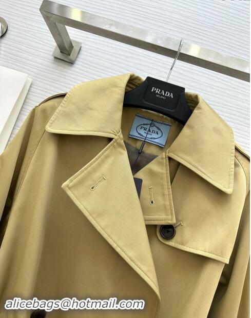 Well Crafted Prada Short Trench Coat with Belt P91911 Khaki 2024