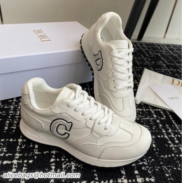 Stylish Dior C'est Dior Sneakers in Calfskin White Leather 930041