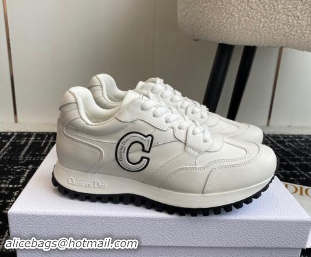 Stylish Dior C'est Dior Sneakers in Calfskin White Leather 930041