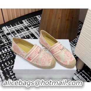 Best Grade Dior Dioriviera Dior Granville Espadrilles Flat in Cotton Embroidered with Toile de Jouy Sauvage Motif Pink 9