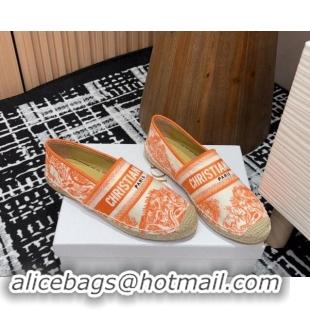 Best Price Dior Dioriviera Dior Granville Espadrilles Flat in Cotton Embroidered with Toile de Jouy Sauvage Motif Orange