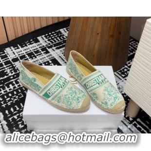 Perfect Dior Dioriviera Dior Granville Espadrilles Flat in Cotton Embroidered with Toile de Jouy Sauvage Motif Aquamarin