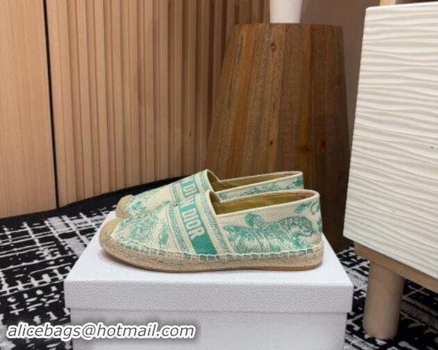 Perfect Dior Dioriviera Dior Granville Espadrilles Flat in Cotton Embroidered with Toile de Jouy Sauvage Motif Aquamarin