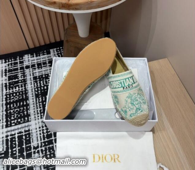 Perfect Dior Dioriviera Dior Granville Espadrilles Flat in Cotton Embroidered with Toile de Jouy Sauvage Motif Aquamarin