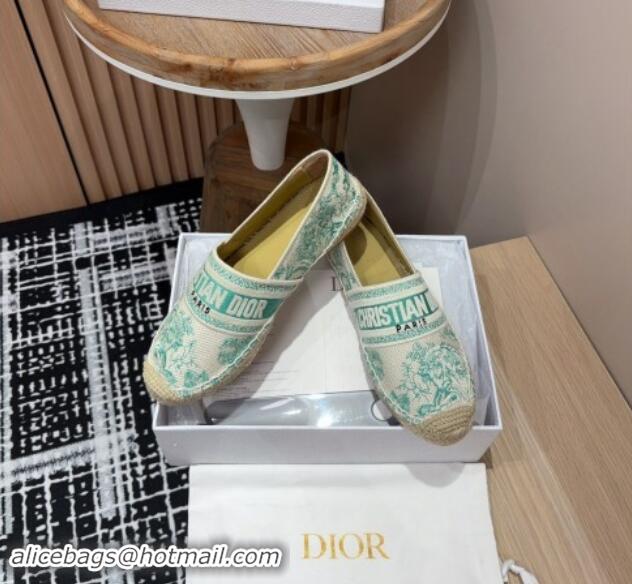 Perfect Dior Dioriviera Dior Granville Espadrilles Flat in Cotton Embroidered with Toile de Jouy Sauvage Motif Aquamarin